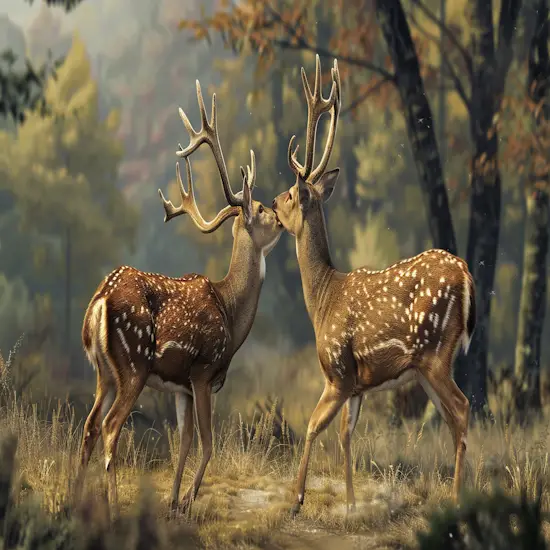 Two Deer Engaging In A Courtship Display