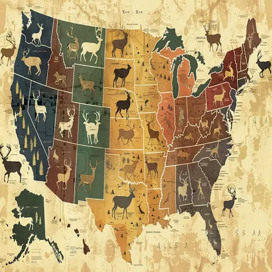 A Map Showing Different Colored Zones for Residency Requirements in Deer Hunting