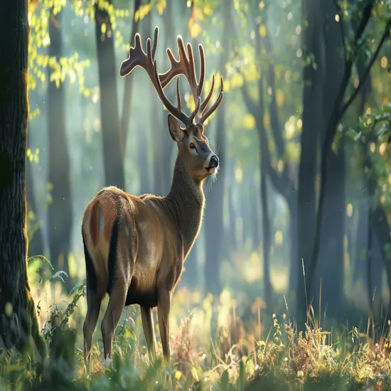 Buck Standing in a Forest Clearing During the Rutting Season