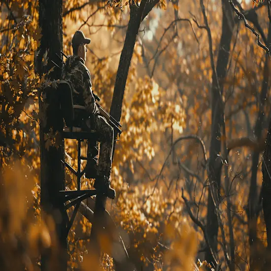 Deer Hunter in a Tree Stand