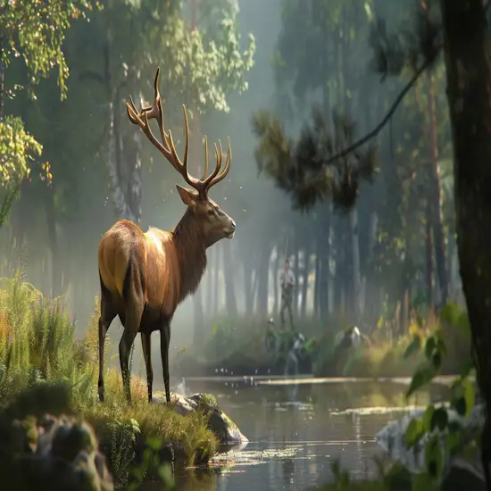 Deer in a Lush Forest