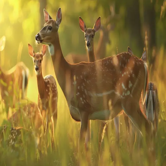 Group of Deer in Various Stages of Pregnancy