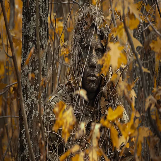 Hunter Camouflaged in the Forest