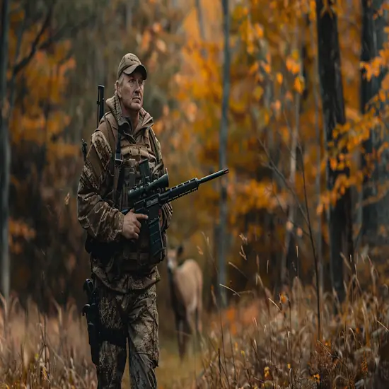 Hunter Carrying a Handgun While Hunting Deer