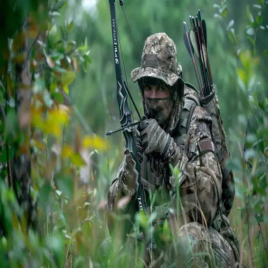 Hunter Holding a Bow and Arrow