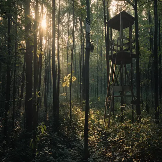 Hunter Setting Up a Tree Stand