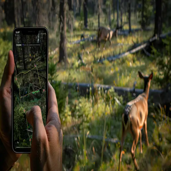 Hunter Using Onx Hunt App to Track Deer Behavior
