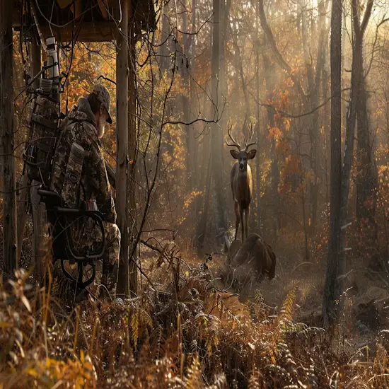 Hunter in a Hunting Stand With Scent Control Products