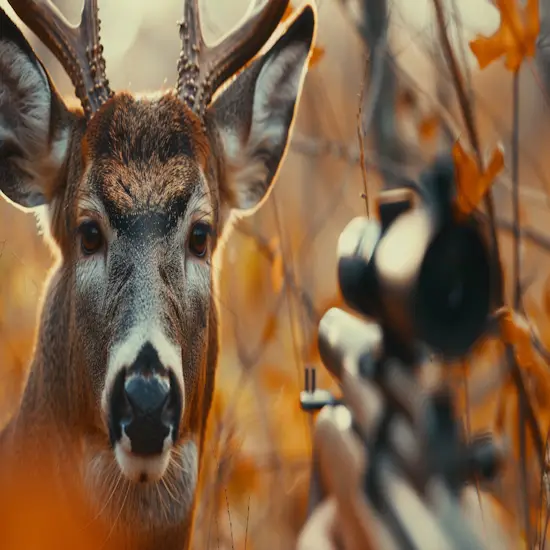 Skilled Hunter Taking Aim At a Deer
