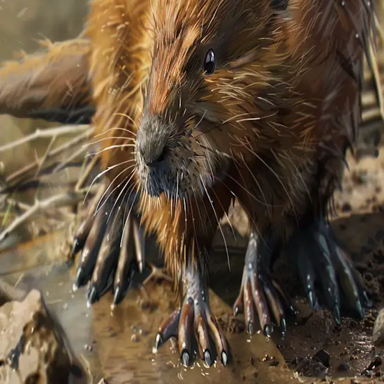 Close-up of a Muskrat's Features