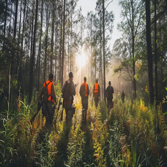 Group of Hunters in a Wooded Area in Texas