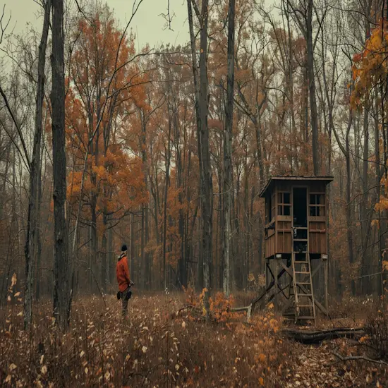 Hunter Setting up a Deer Blind on Private Land