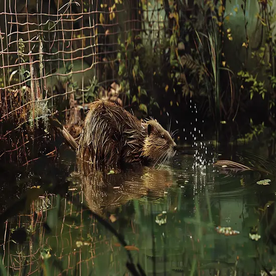 Muskrat-Proof Fence Surrounding a Garden