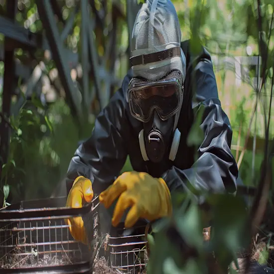 Person Setting up a Skunk Trap in a Safe Outdoor Area