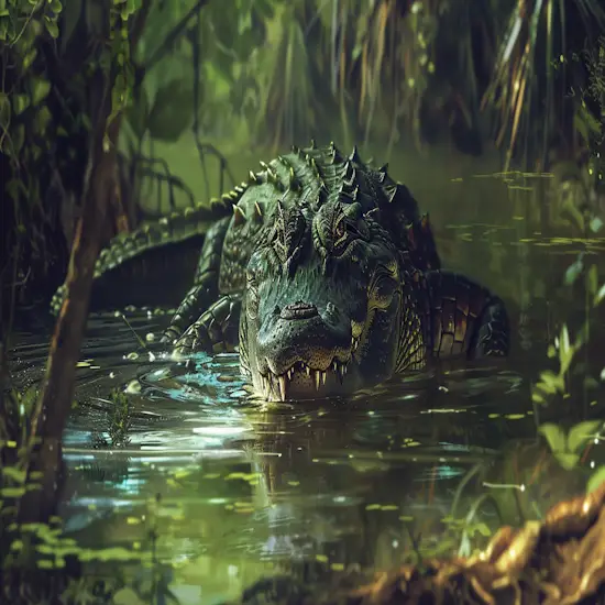 Alligator Stalking its Prey in Murky Waters