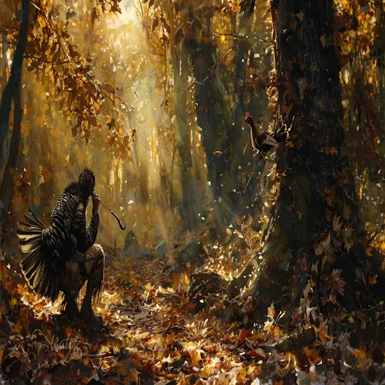 Hunter Camouflaged in a Forest