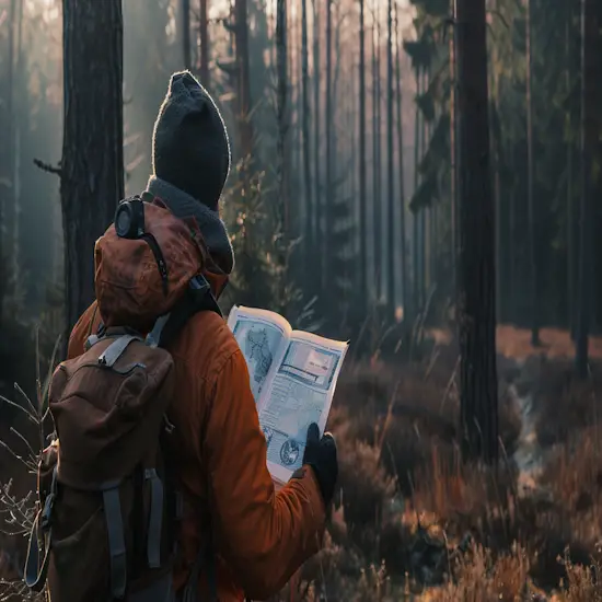 Hunter Checking a Hunting License Booklet
