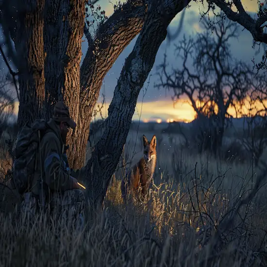 Hunter Hiding Behind a Mesquite Tree
