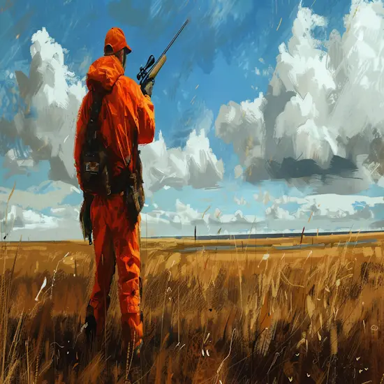 Hunter Scanning the Field for Ring-necked Pheasants