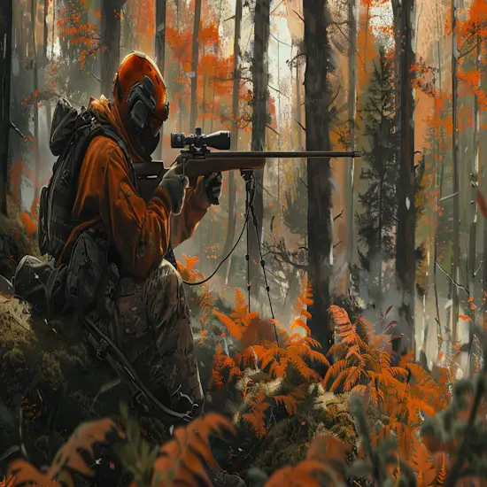 Hunter Scanning the Forest for Gray Foxes