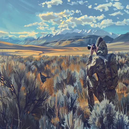 Hunter Using Binoculars to Spot Sage Grouse
