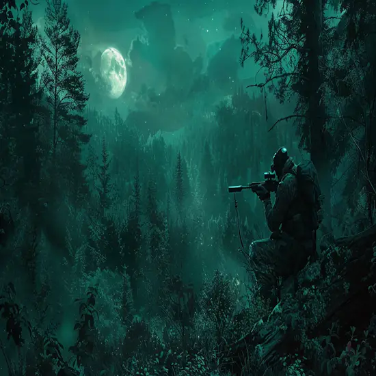 Hunter Using Night Vision Equipment