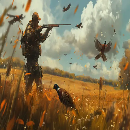 Hunter Using a Well-trained Bird Dog