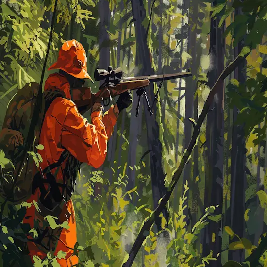 Hunter Wearing Bright Orange Clothing in California Forest