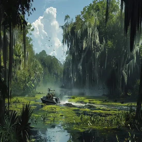 Vast Swamp With Hidden Gator Trails